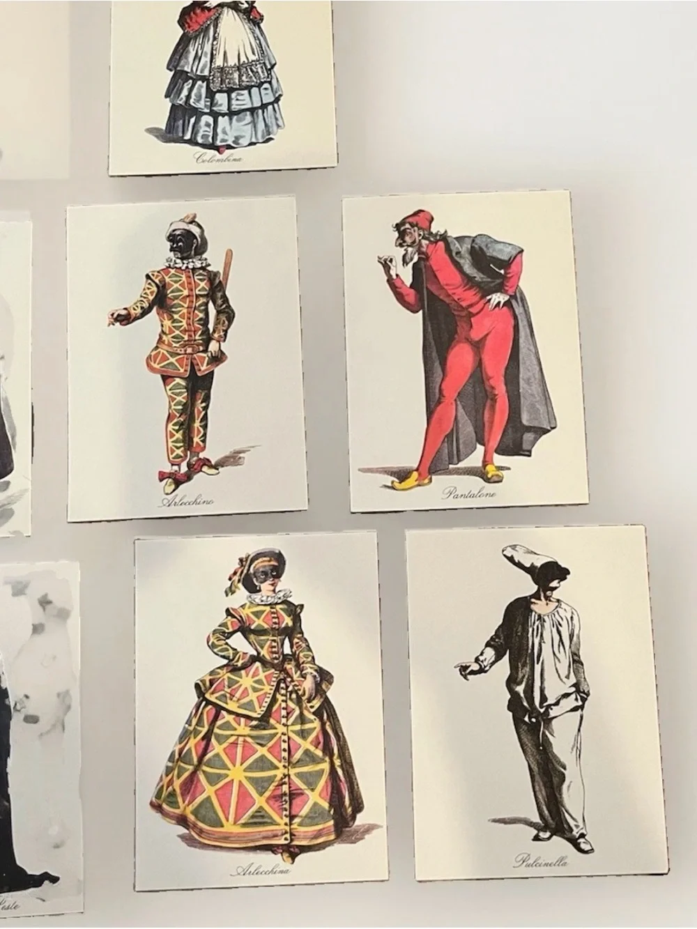 Commedia dell’arte Mask Postcard Set of 10 Divided Back Pulcinella Arlecchino